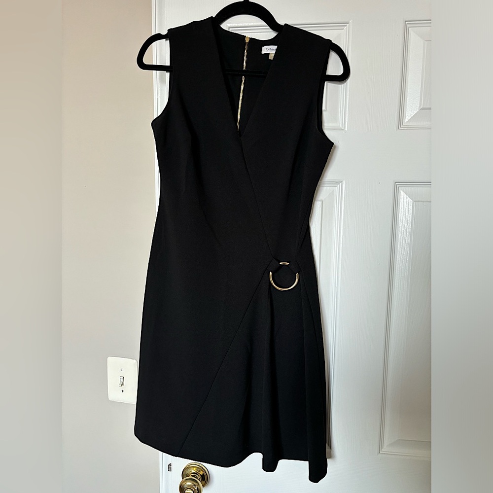 Black Calvin Klein Dress w/ Gold Buckle Detail